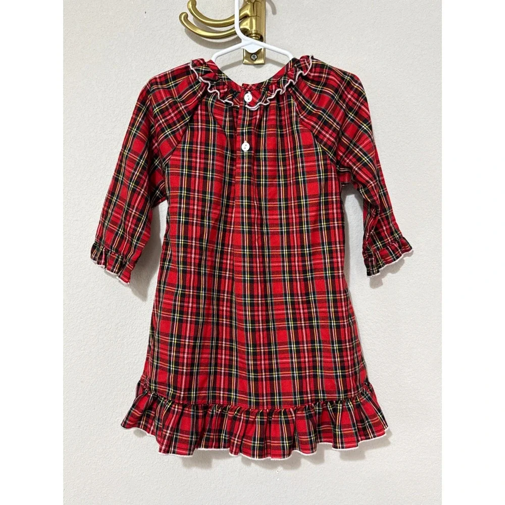 Sweet Dreams Nightgown Baby Girl 18M Red Plaid Ruffle Holiday Sleepwear